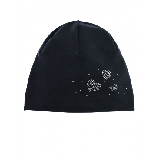 Темно-синяя шапка с сердечками из страз MaxiMo | Фото 1