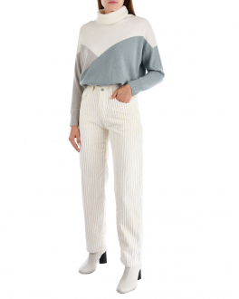 Вельветовые брюки молочного цвета Forte dei Marmi Couture , арт. 21WF1011 PANNA | Фото 2