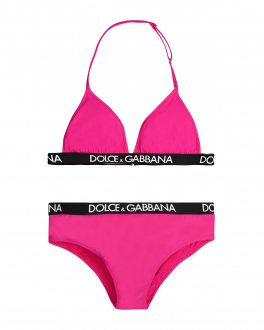 Купальник цвета фуксии с контрастным лого Dolce&Gabbana , арт. L5J825 G7A7Y FA877 | Фото 1