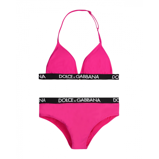 Купальник цвета фуксии с контрастным лого Dolce&Gabbana | Фото 1