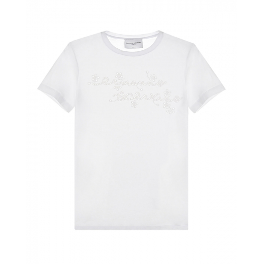 Белая футболка с перфорированным логотипом Ermanno Scervino | Фото 1