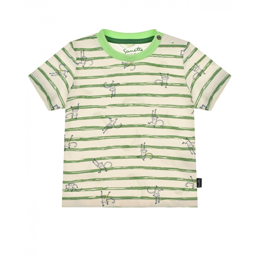 Футболка в зеленую полоску Sanetta Kidswear | Фото 1