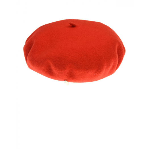 Красный берет из шерсти с подвеской в форме сердечка Il Trenino | Фото 1