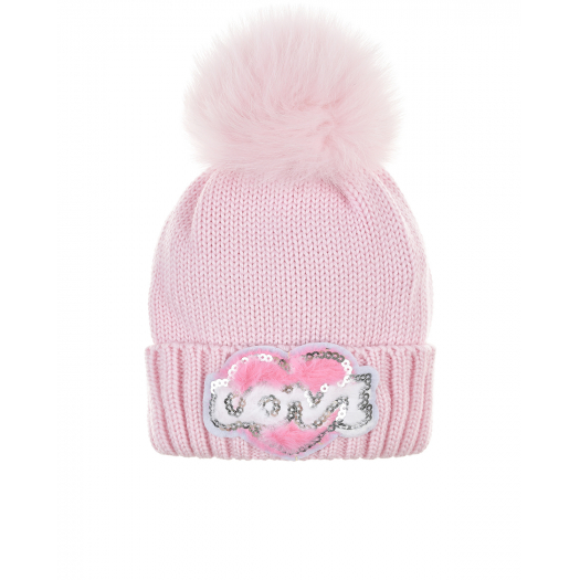 Розовая шапка с надписью &quot;Love&quot; Regina | Фото 1