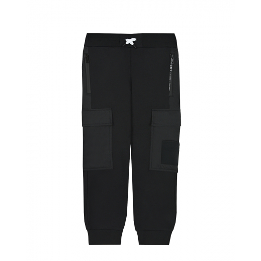 Черные спортивные брюки с карманами-карго  | Фото 1