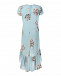 Шелковое платье с цветочным принтом цвета Тиффани  | Фото 5
