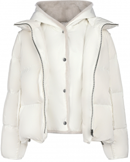 Куртка молочного цвета с манишкой из меха норки Yves Salomon , арт. 23WFV06655M09W B2847 | Фото 2