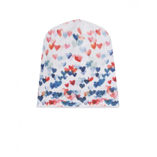 Трикотажная шапка с разноцветными сердечками Catya | Фото 1
