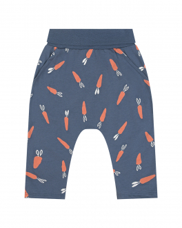 Темно-синие спортивные брюки с принтом &quot;морковки&quot; Sanetta Kidswear Синий, арт. 115465 50369 | Фото 1