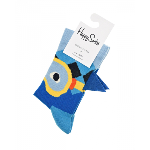 Синие носки с принтом &quot;акула&quot; Happy Socks | Фото 1