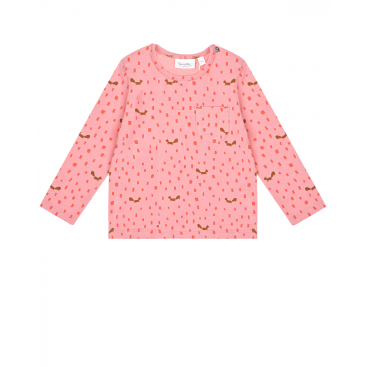Розовая толстовка с принтом &quot;белки&quot; Sanetta Kidswear | Фото 1