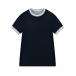 Синяя футболка с отделкой в полоску Brunello Cucinelli | Фото 1