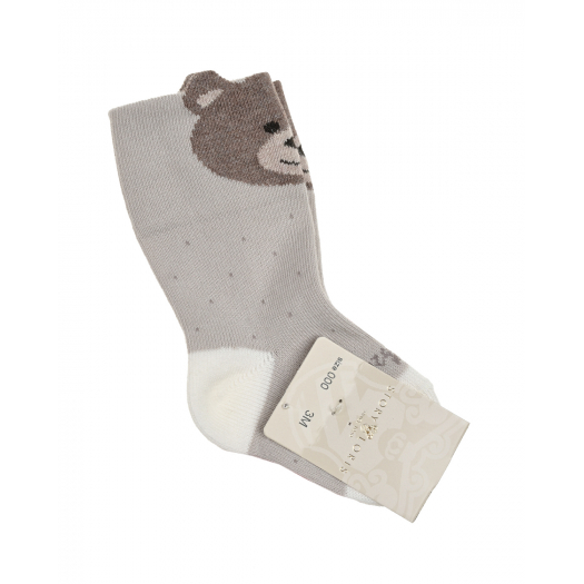 Светло-серые носки с декором &quot;медвежонок&quot; Story Loris | Фото 1