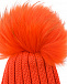 Оранжевая шапка с отворотом и меховым помпоном Catya | Фото 3