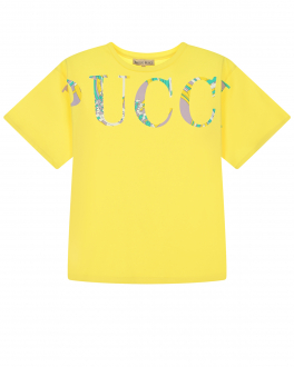 Желтая футболка с разноцветным лого Emilio Pucci Желтый, арт. 9Q8131 Z0026 200 | Фото 1