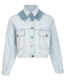 Джинсовая куртка с отделкой из перьев TWINSET Голубой, арт. 231TP2620 03498 | Фото 1