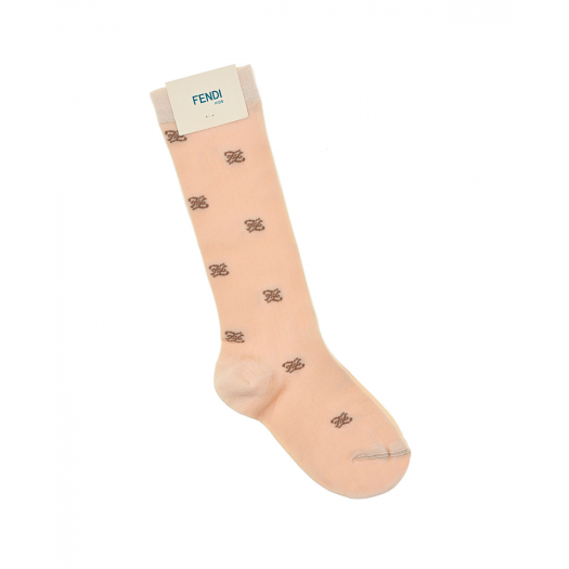 Бежевые носки с логотипом Fendi | Фото 1
