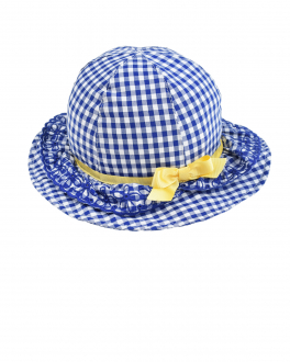 Шляпа в сине-белую клетку Monnalisa Синий, арт. 399004 9120 9954 | Фото 1