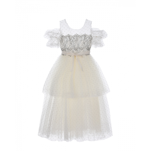 Белое платье с атласным поясом  | Фото 1