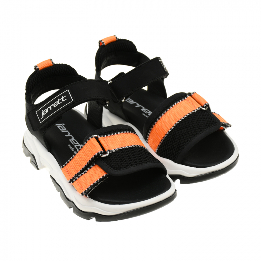 Черные сандалии с оранжевыми вставками Jarrett | Фото 1