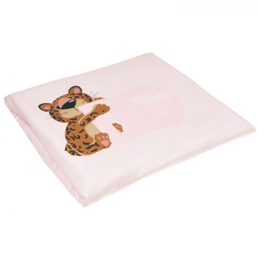 Розовое одеяло с принтом &quot;леопард&quot;, 68х80 см Dolce&Gabbana | Фото 1
