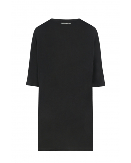 Черное платье с принтом &quot;Karl and Choupette&quot; Karl Lagerfeld kids Черный, арт. Z12203 09B | Фото 2