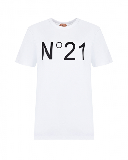 Белая футболка oversize c логотипом No. 21 | Фото 1