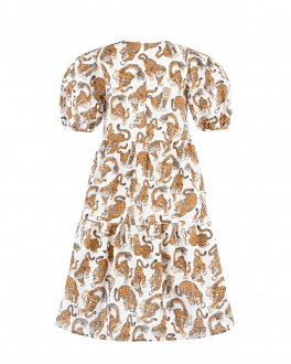 Платье с принтом &quot;тигры&quot; KENZO Белый, арт. K12240 152 | Фото 2