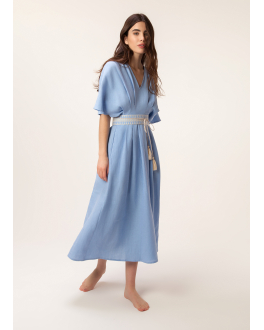 Голубое платье миди с белым поясом OLOLOL Голубой, арт. OLD067V/9005.401/S22 | Фото 2