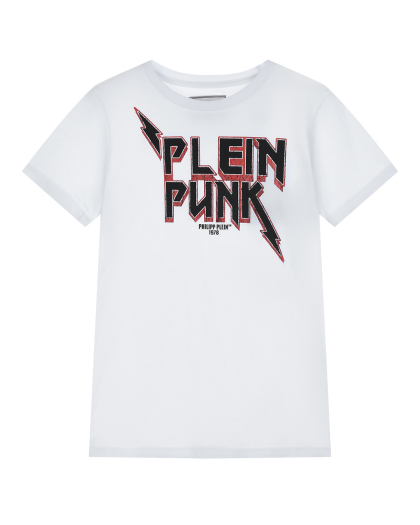 Белая футболка с принтом &quot;Plein Punk&quot; Philipp Plein | Фото 1