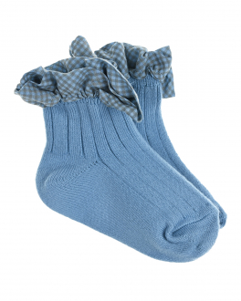 Голубые носки с оборками в клетку Collegien Голубой, арт. 3461 803 | Фото 1