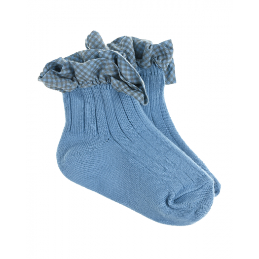 Голубые носки с оборками в клетку Collegien | Фото 1