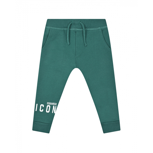 Темно-зеленые спортивные брюки с принтом &quot;ICON&quot; Dsquared2 | Фото 1