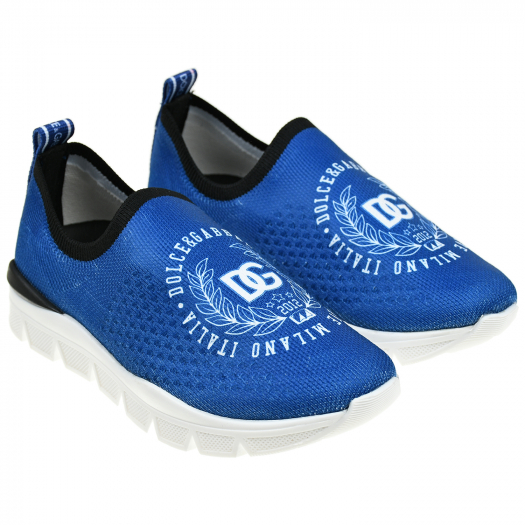 Синие кроссовки-носки с логотипом Dolce&Gabbana | Фото 1