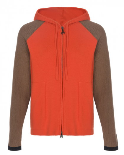 Оранжевая спортивная куртка с коричневыми рукавами Deha | Фото 1