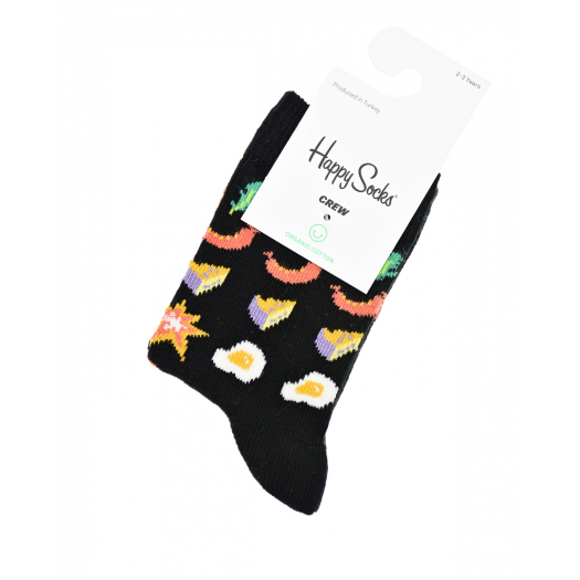 Черыне носки с принтом &quot;Завтрак&quot; Happy Socks | Фото 1