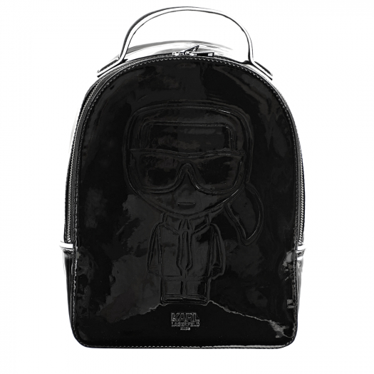 Черный лаковый рюкзак 27х21х11 см Karl Lagerfeld kids | Фото 1