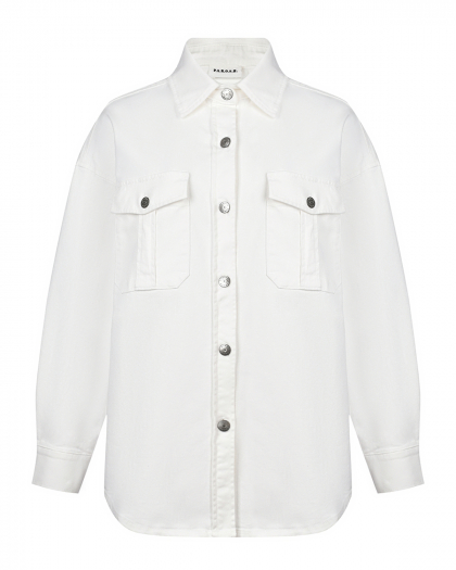Куртка-рубашка с накладными карманами, белая Parosh | Фото 1