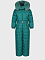 Комбинезон с меховой отделкой капюшона, изумрудный