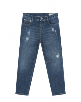 Синие джинсы с прорезями Brunello Cucinelli Синий, арт. BE246D304B C1471 DENIM MEDI | Фото 1
