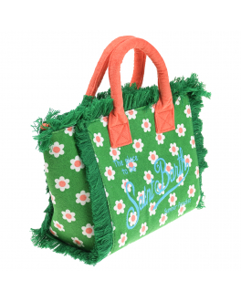 Зеленая сумка с принтом &quot;ромашки&quot;, 40x25x12 см Saint Barth Зеленый, арт. COL0005 00378B EMB DAISY | Фото 2