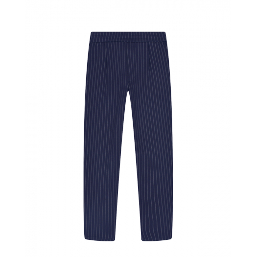 Синие брюки в тонкую полоску Emporio Armani | Фото 1