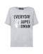 Серая футболка с принтом &quot;Everyday super woman&quot; Pietro Brunelli | Фото 1