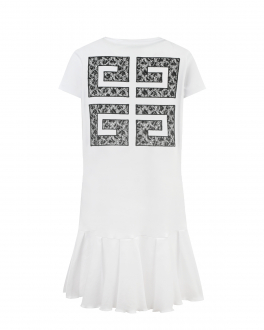 Белое платье с кружевным логотипом Givenchy Белый, арт. H12201 10B | Фото 2