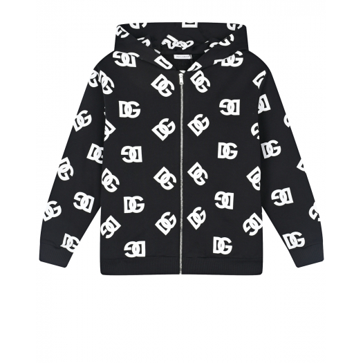 Черная спортивная куртка со сплошным белым лого Dolce&Gabbana | Фото 1