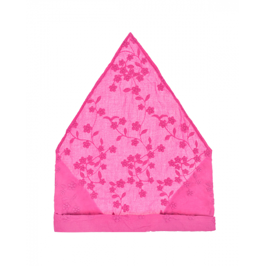 Розовая косынка с цветочной вышивкой Arc-en-ciel | Фото 1