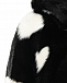 Черная шуба с белыми сердцами из эко-меха Monnalisa | Фото 4