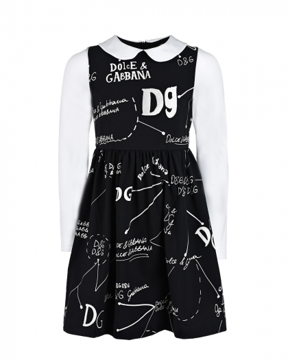 Трикотажное платье с контрастным принтом Dolce&Gabbana | Фото 1
