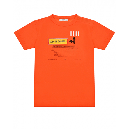 Оранжевая футболка с логотипом Dolce&Gabbana | Фото 1