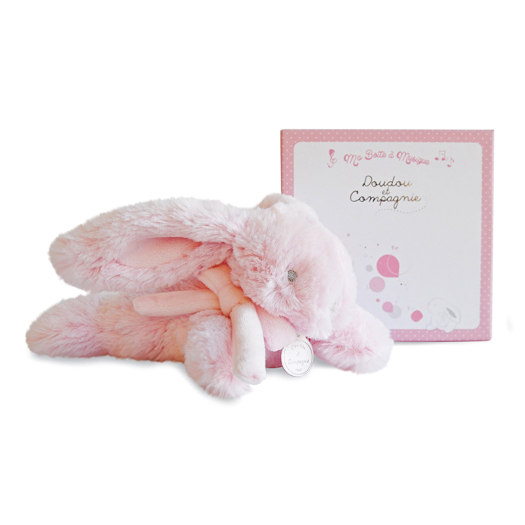 Игрушка Заяц розовый, лежачий, в подарочной коробке, 20 см Doudou et Compagnie | Фото 1